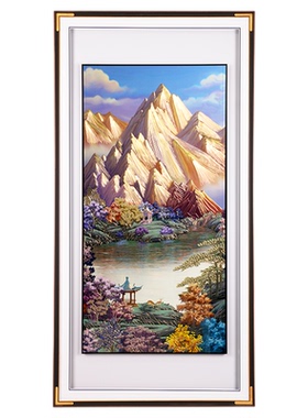 铜雕画入户玄关客厅挂画竖版山水