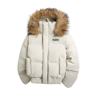 马克华菲美式复古毛领棉衣男士2025新款冬季加厚保暖连帽棉服外套