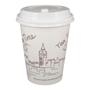 一次性奶茶纸杯热饮杯500ML地下铁咖啡防烫杯子400ml带盖定制热销