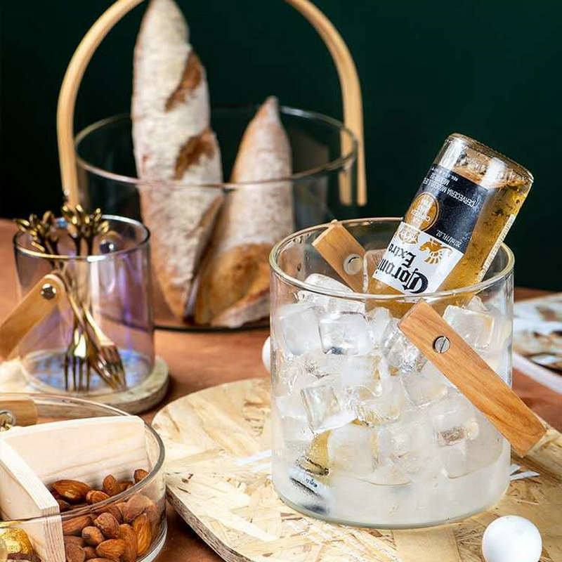 批发水果桶玻璃水果篮户外轻野餐茶桶果蔬水果盘提篮桶风冰容器奢