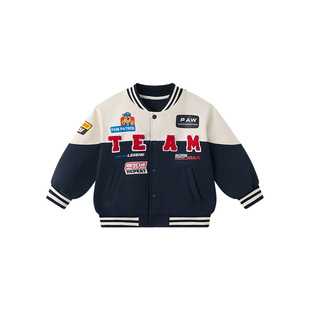 汪汪队男童棒球服外套夹棉加厚2025冬装男宝宝机车服外套红色年服