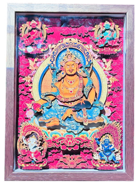 唐卡五路财神装饰画非遗剪纸工艺品乔迁新居开业礼物客厅玄关壁画