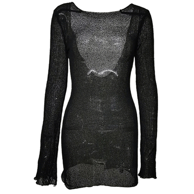 透视露背包臀短款针织连衣裙女