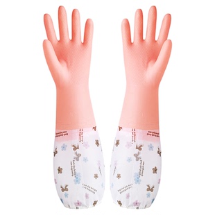 洗碗手套女厨房加绒加厚防水防滑保暖家务洗衣服专用加长一体橡胶