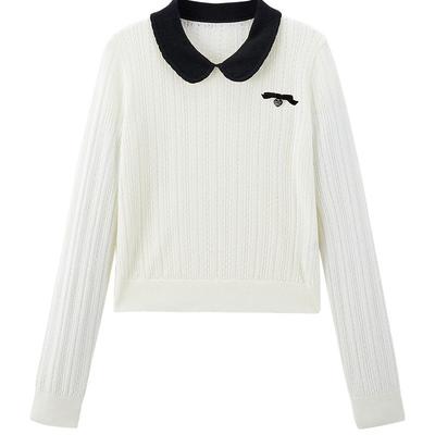 【商场同款】乐町撞色娃娃领针织线套衫25春季新款毛衣C1EEF1221*