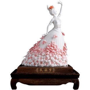 翩翩起舞｜可定制礼物非遗文创花朵美女陶瓷摆件德化白瓷乔迁开业