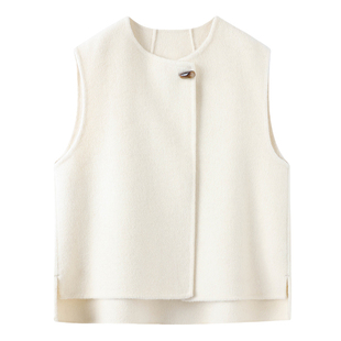 2025秋冬新款双面羊绒马甲女短款无袖坎肩背心气质修身纯羊毛外套