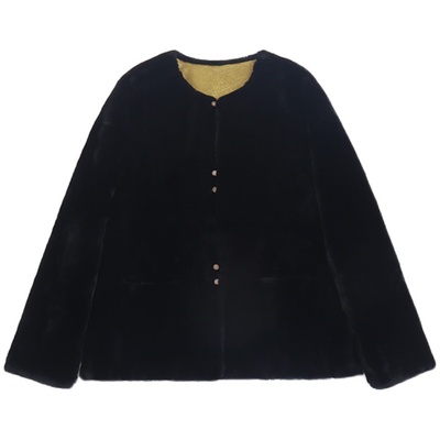 MANNALA丨“轻衫行”圆领中式两穿醋酸獭兔毛国风外套 Q6084