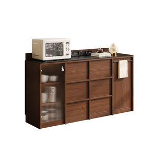 美切斯餐边柜胡桃木厨房简约大尺寸欧松板一体橱柜岩板储物茶水柜