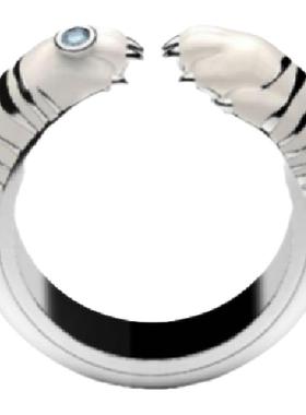 翟颖同款LAZYSURI白虎珐琅戒指女