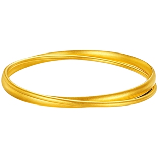 金至尊双环古法黄金手镯女传承 999足金实心叮当大克重镯子送老婆