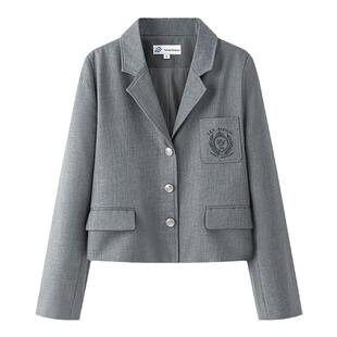 东京岁时记jk西装学院风套装秋季灰色西服外套百褶裙JK制服两件套