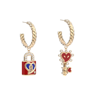 LAZYSURI懒苏芮锁愿成真珐琅耳环新年红色耳饰女爱心耳坠女生礼物