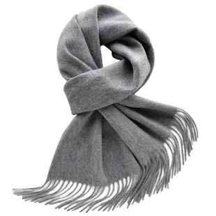 纯色灰色山羊绒小围巾礼盒男女秋冬柔软保暖围脖商务送礼新年礼物