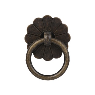 中式仿古家具茶叶罐拉环柜门纯黄铜拉手抽屉单孔小圆环中药柜把手