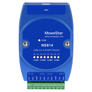 【MoweStar】移星工业级串口服务器8口RS232/422/485转以太网RJ45网口桌面式（含8根RJ45转端子连接线)
