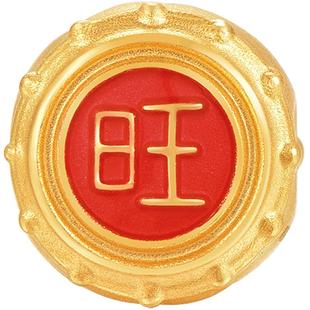 明牌珠宝5D硬金串珠 黄金福旺鼓鸿发鼓转运珠足金女士手串AFP0738