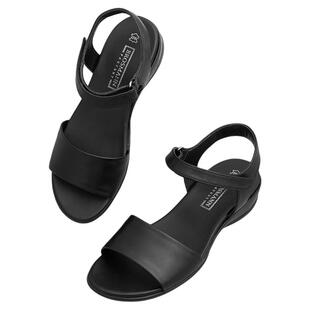 宝舒曼凉鞋女款夏季新款黑色优雅厚底软底百搭不累脚真皮沙滩女鞋