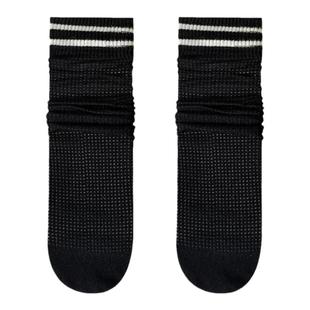 春夏黑白条纹花边堆堆袜女潮流韩式百搭夏季薄款中筒透气网眼长筒