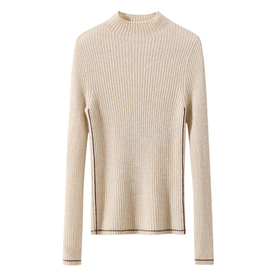 红色半高领纯山羊绒打底衫女冬季