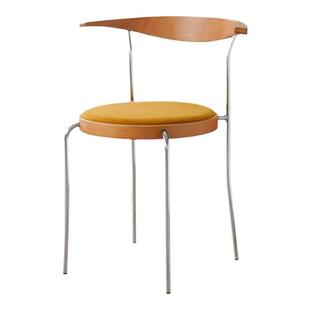 中古风复古实木餐椅牛角椅设计师家用靠背椅咖啡厅奶茶店餐桌椅子