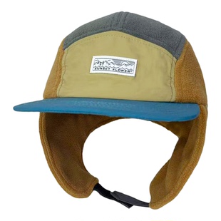 韩版秋冬摇粒绒拼色五片雷锋帽男女户外骑车保暖护耳帽两戴飞行帽