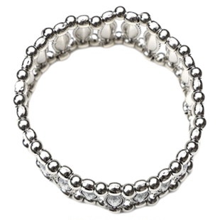 手链女2024年新款轻奢小众复古古银水钻手环宽版手镯精致臂环饰品