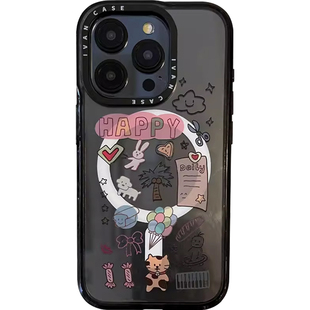 轻风原创卡通可爱涂鸦适用iphone16/17promax苹果13手机壳12唯美11新款透明xs女xr防摔14plus磁吸15个性手链