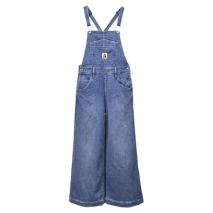 背带阔腿裤ABLE JEANS牛仔裤女复古潮流连体裤宽松牛仔九分裤时尚