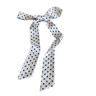 韩系黑白波点小长条发带丝巾女春秋围巾飘带绑包系脖领巾头巾腰带