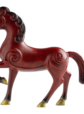 马年黄铜生肖马红色马摆件礼品
