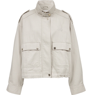 ONLY2025冬季新款飒爽工装风大口袋抽绳下摆宽松落肩立领外套女