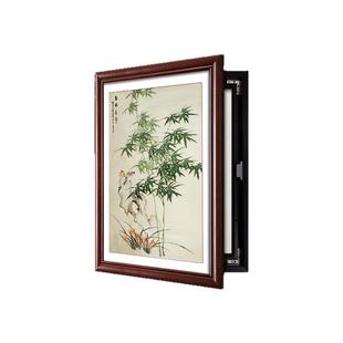 新中式遮挡电表箱装饰画竖款版电闸盒电源总开关挂画竹子餐厅壁画
