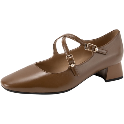 法式玛丽珍鞋女银色单鞋natursun