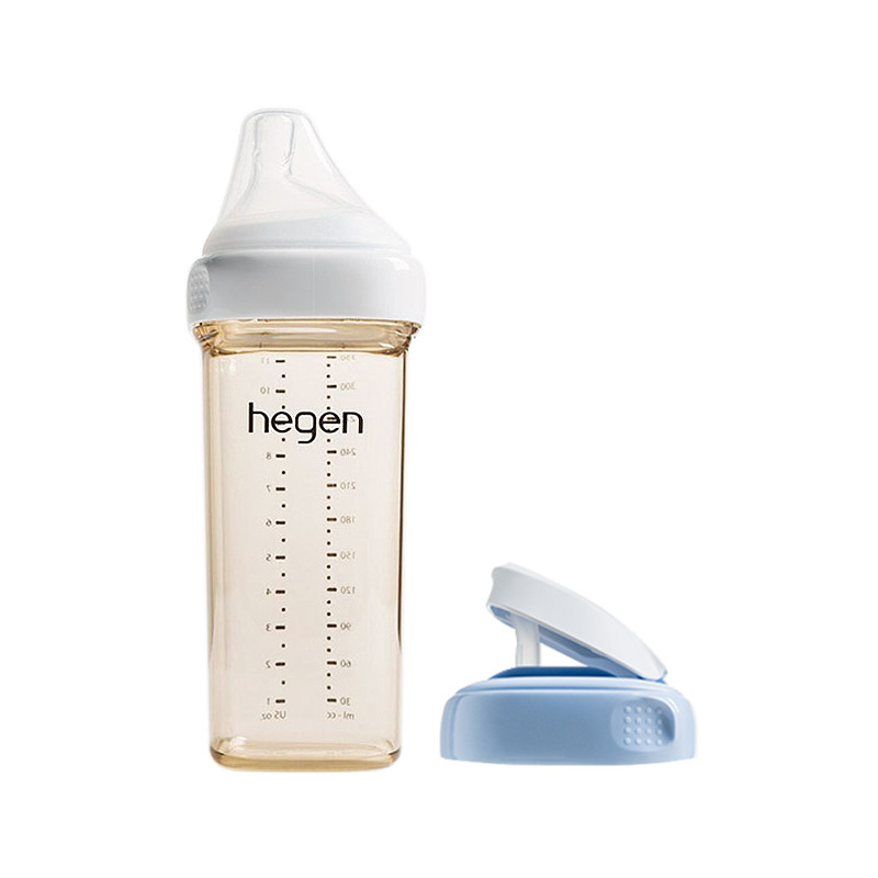 Hegen海格恩进口新生儿奶瓶宽口径防呛防胀气吸管杯盖配件组合
