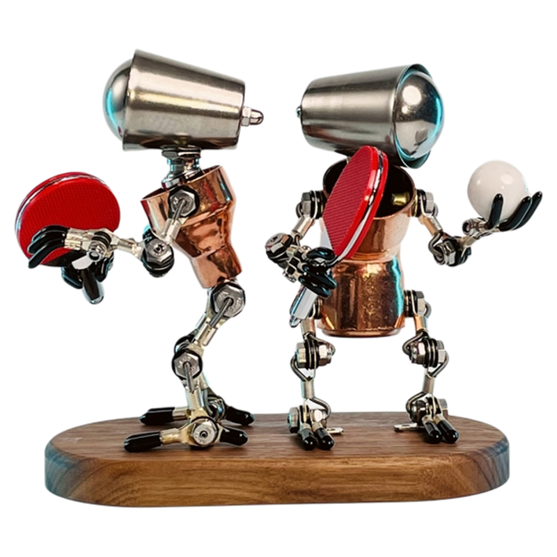 巅峰对决 赛博运动手办车载桌面摆件乒乓球 手工机器人偶创意礼物