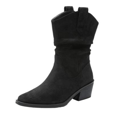 大东官方正品尖头复古高跟堆堆靴