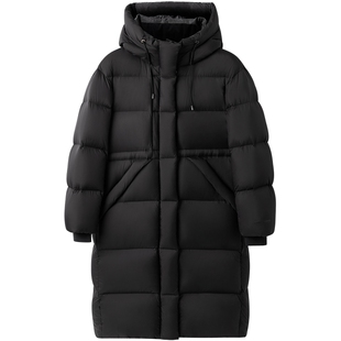 太平鸟收腰泡芙羽绒服女15D蓬松90白鸭绒保暖中长款连帽面包外套