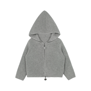 大耳象女童连帽毛衣开衫冬季新款宝儿针织衫百搭保暖加厚上衣外套