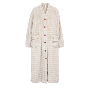 轩靓【抗静电】泡芙绒睡袍女冬季睡裙法兰绒睡衣浴袍珊瑚绒家居服