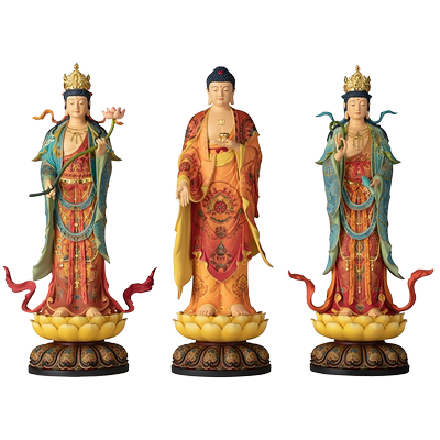 太铜 《西方三圣》全青铜观世音菩萨佛像 阿弥陀佛 大势至菩萨佛