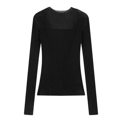 MOUSSY 2025秋季新品简约通勤撞色修身打底毛针织衫031IAA70-1461