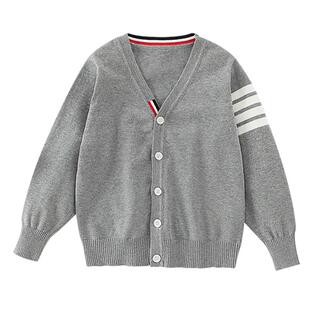 2026春秋男童V领开衫毛衣外套中大童洋气纯棉学院风针织衫