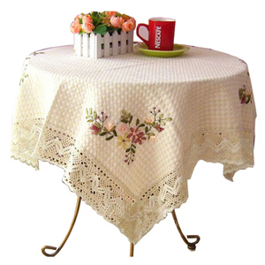 田园蕾丝餐桌布茶几布艺圆桌布台布绣花全棉万能盖巾家用书桌盖布