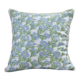 ins蓝绿小花抱枕客厅沙发靠垫靠枕卧室床上抱枕套不含芯方枕