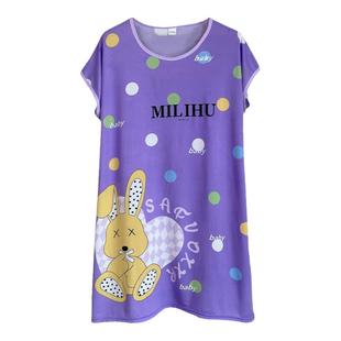 俏皮风可爱包臀睡裙女夏天长款夏季孕妇宽松特大码睡衣短袖家居服