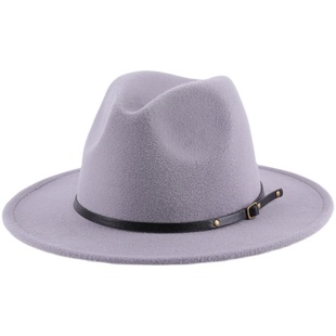 卡其色帽子新款春夏百搭复古礼帽女潮宽檐毛毡帽Women Fedora Hat