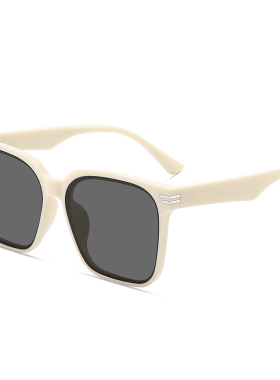 白色边框墨镜女高级感大脸显瘦2025新款防紫外线大框方形太阳眼镜
