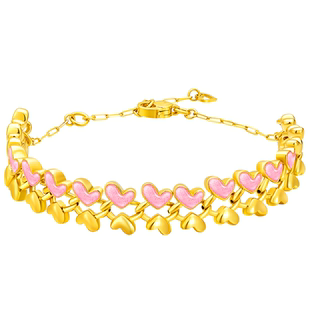 周大福SOINLOVE宝藏女孩爱心满心偏心黄金手链女情人节礼物