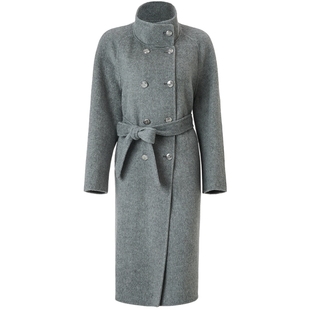 【奥莱】MAXRIENY肌理感立领收腰双面呢外套中长款羊毛大衣